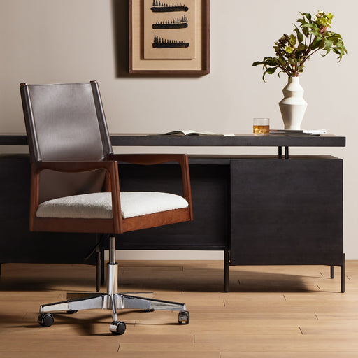 Lulu Desk Chair-Espresso Leather Blend