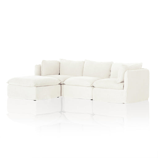 Andre Slipcover 3-Piece Sectional with Ottoman