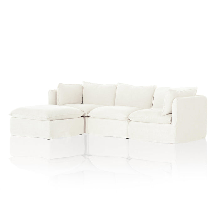 Andre Slipcover 3-Piece Sectional with Ottoman