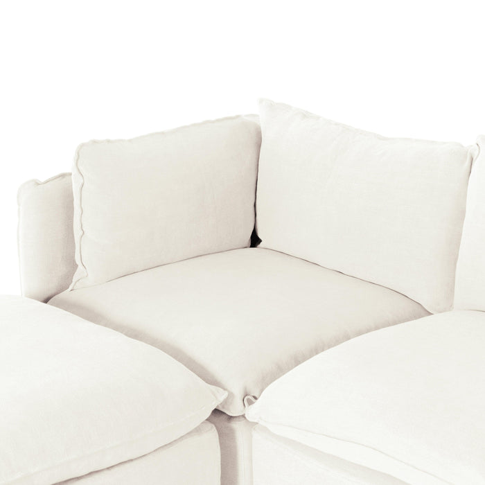 Andre Slipcover 3-Piece Sectional with Ottoman