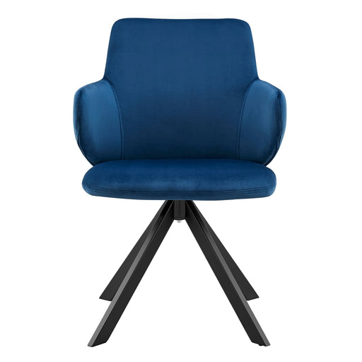 Euro Style Vigo Swivel Side Chair - Blue Velvet