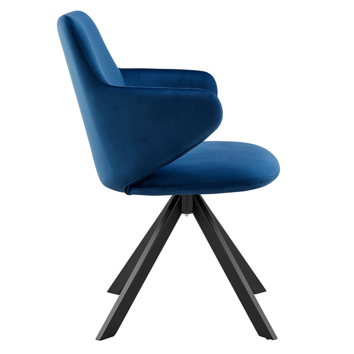 Euro Style Vigo Swivel Side Chair - Blue Velvet