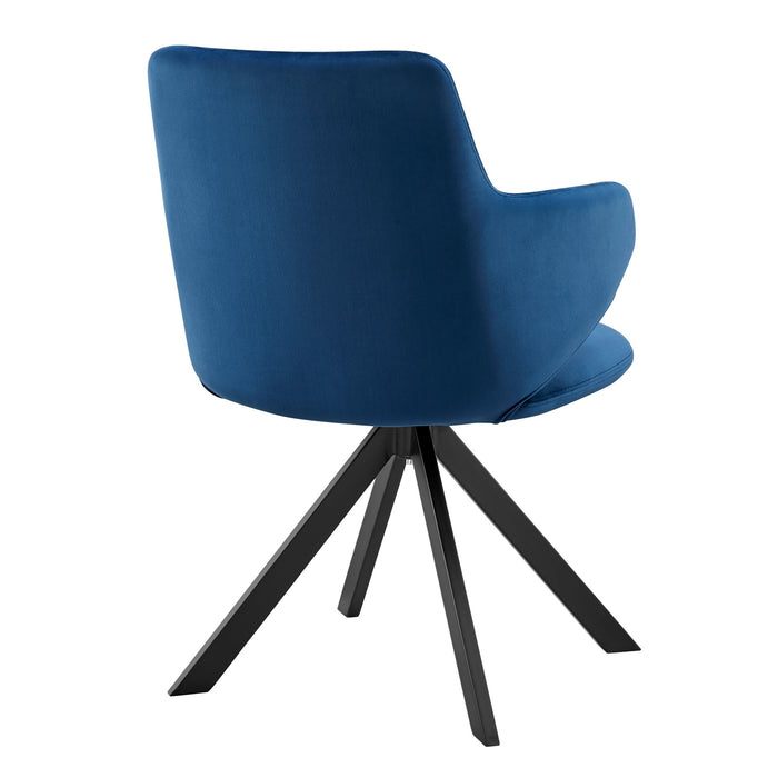 Euro Style Vigo Swivel Side Chair - Blue Velvet