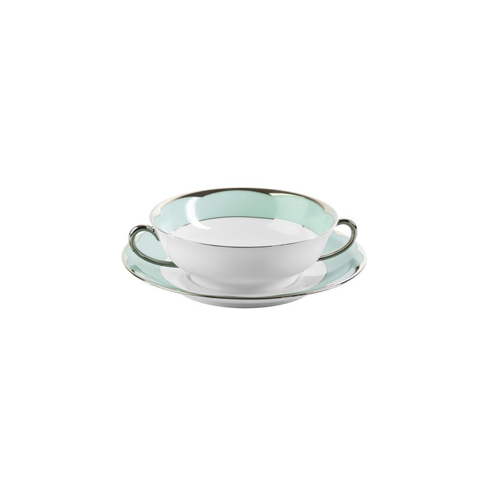 Haviland Illusion Soup Cup and Saucer - Mint Platinum