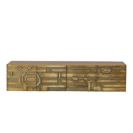 Global Views Abstract Block Cabinet with Floating Shelf - Brass