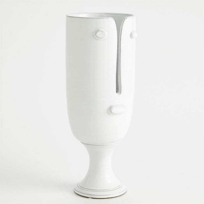 Global Views Long Nose Vases & Bowl - White