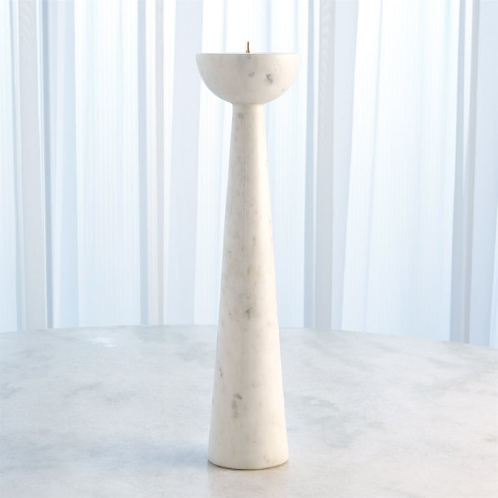 Global Views Round Top Candle Stand - White