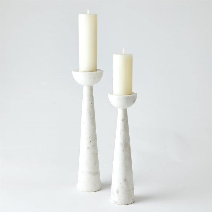 Global Views Round Top Candle Stand - White