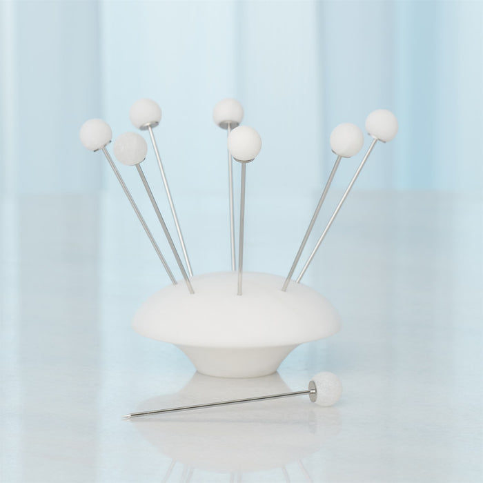 Global Views Alabaster Cocktail Picks - Set of 8 with Base