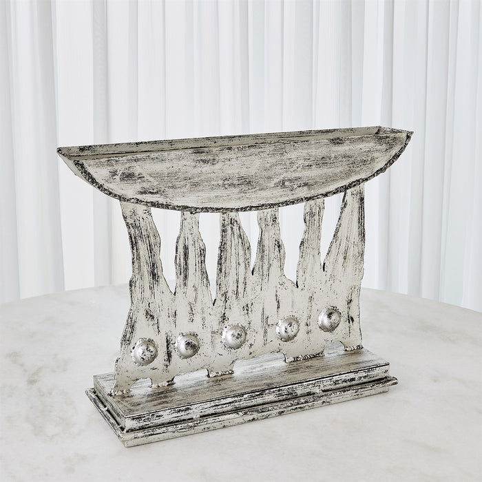 Global Views Brutalist Candelabra - Silver Leaf