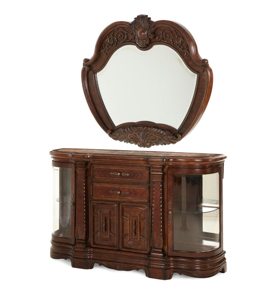 Michael Amini Windsor Court Sideboard with Mirror - Vintage Fruitwood