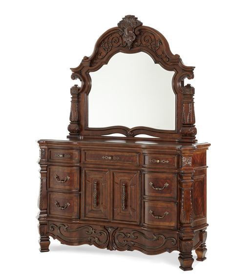 Michael Amini Windsor Court Dresser with Mirror Vintage Fruitwood