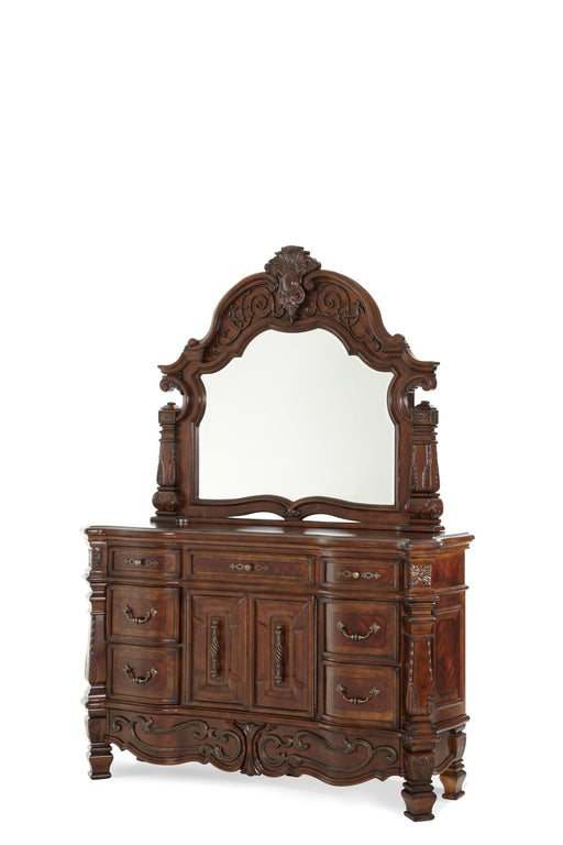 Michael Amini Windsor Court Dresser with Mirror Vintage Fruitwood