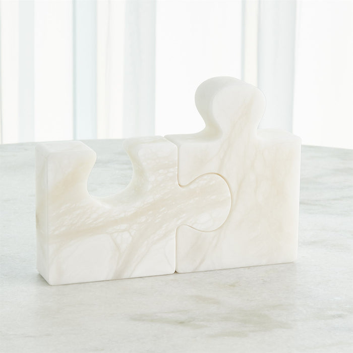 Global Views Alabaster Jigsaw Bookends - Set of 2