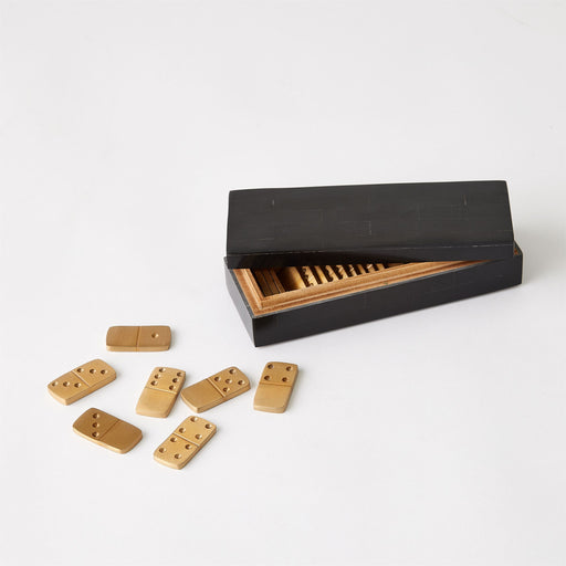 Global Views Boxed Bone Domino Set Black