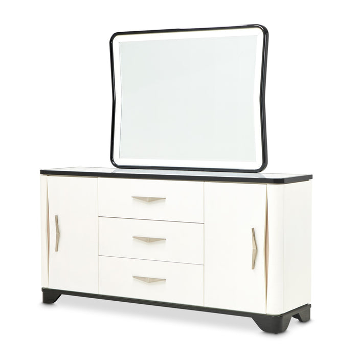 Michael Amini Tuxedo Sideboard & Mirror - Piano Keyboard