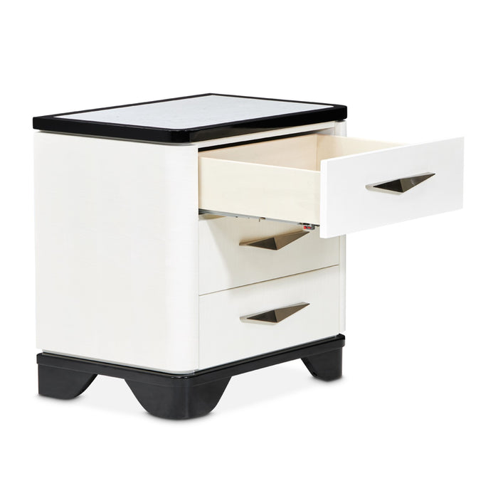 Michael Amini Tuxedo 3-Drawer Nightstand - Piano Keyboard