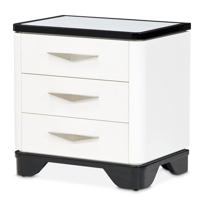 Michael Amini Tuxedo 3-Drawer Nightstand - Piano Keyboard