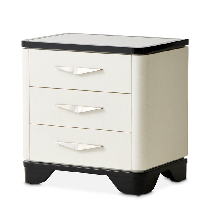 Michael Amini Tuxedo 3-Drawer Nightstand - Piano Keyboard