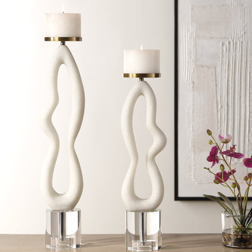 Uttermost Feamelo Ivory Stone Candleholders - Set of 2