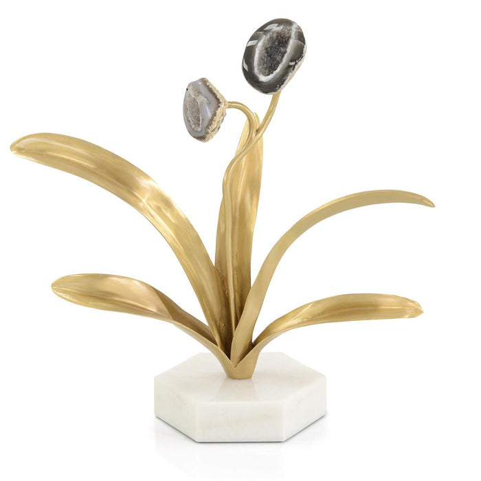 John Richard Agate Flower And White Marble Sculpture