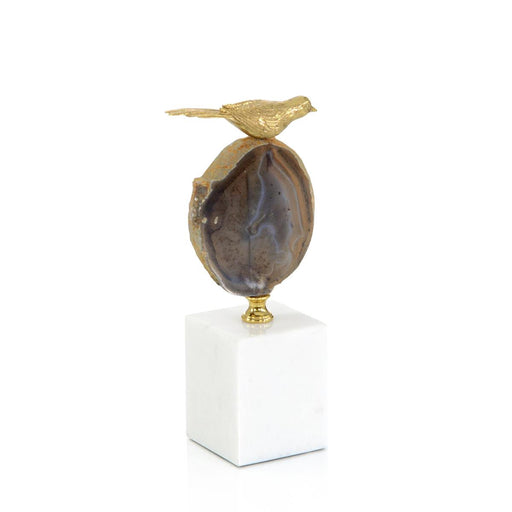 John Richard Polished Agate And Brass Bird Sculpture II