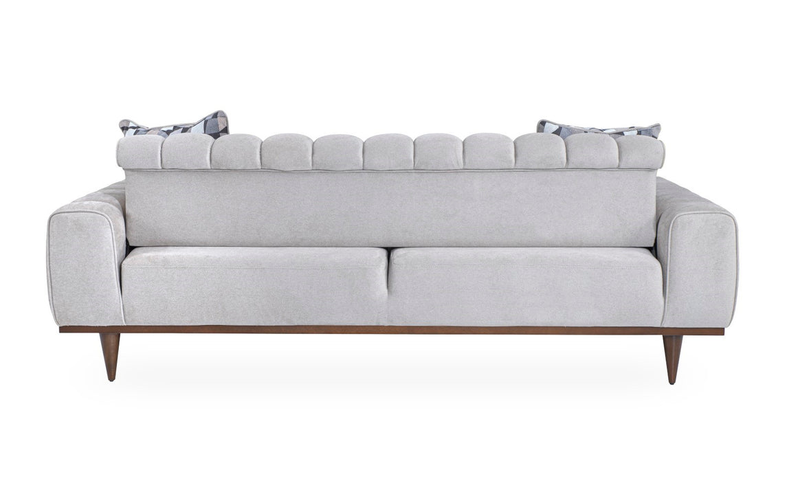 Michael Amini Balboa Chenille Sofa - Shell Gray/Warm Walnut