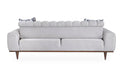 Michael Amini Balboa Chenille Sofa - Shell Gray/Warm Walnut