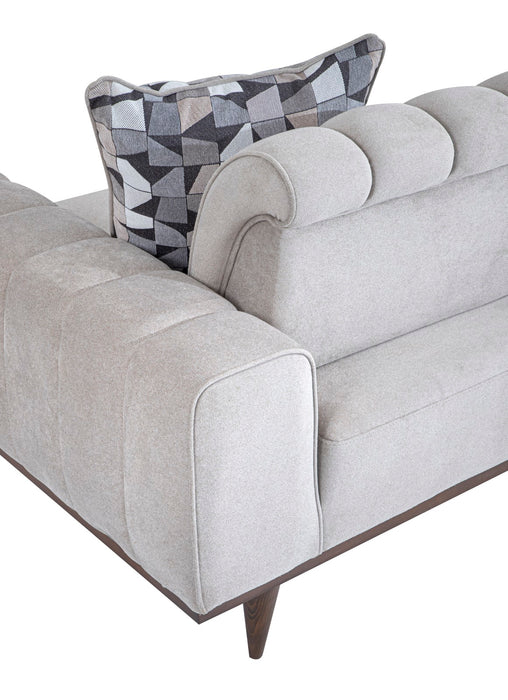 Michael Amini Balboa Chenille Sofa - Shell Gray/Warm Walnut