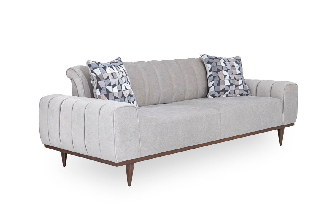 Michael Amini Balboa Chenille Sofa - Shell Gray/Warm Walnut