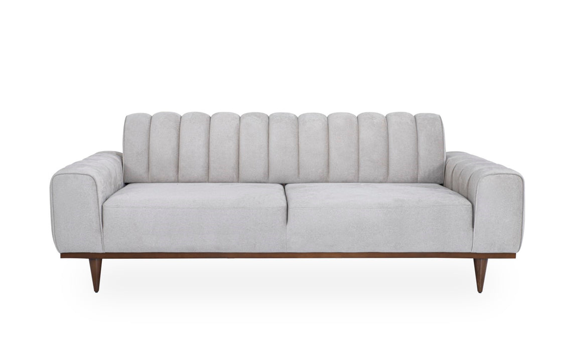 Michael Amini Balboa Chenille Sofa - Shell Gray/Warm Walnut