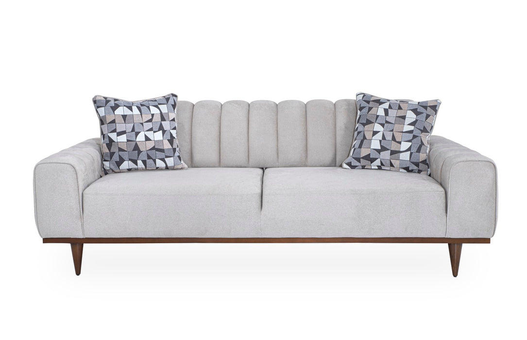 Michael Amini Balboa Chenille Sofa - Shell Gray/Warm Walnut