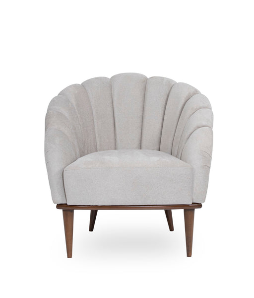 Michael Amini Balboa Chenille Accent Chair - Beach Gray/Warm Walnut