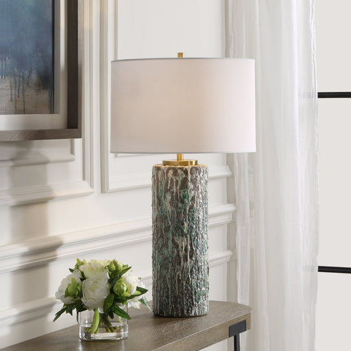 Uttermost Meltdown Ivory Teal Table Lamp