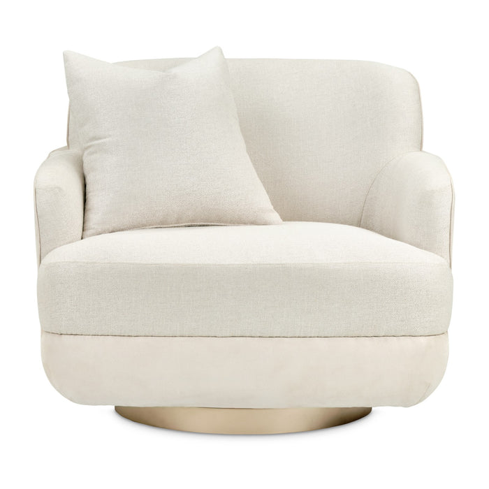 Michael Amini Aurora Swivel Accent Chair - Linen/Moonlight