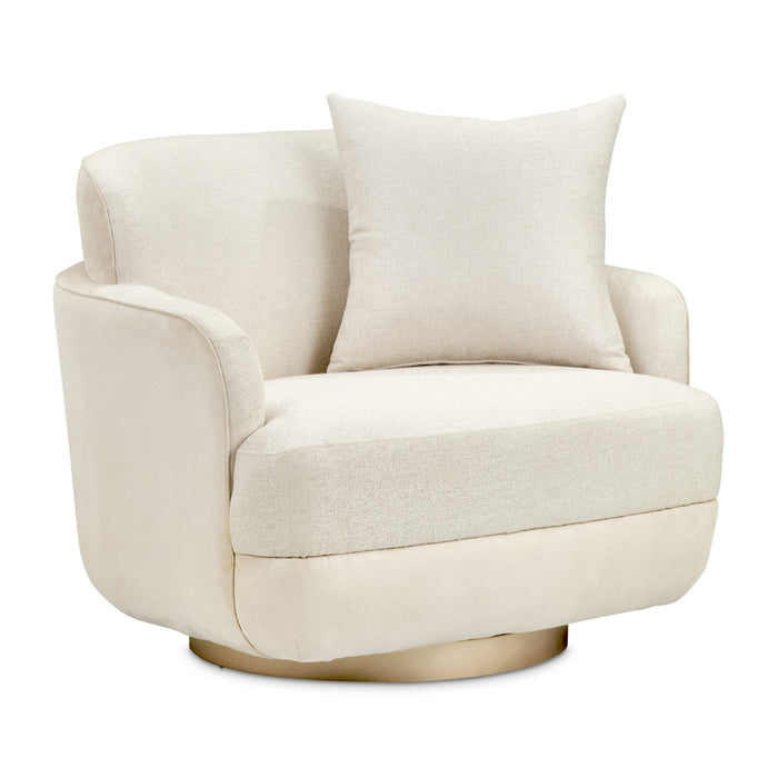 Michael Amini Aurora Swivel Accent Chair - Linen/Moonlight