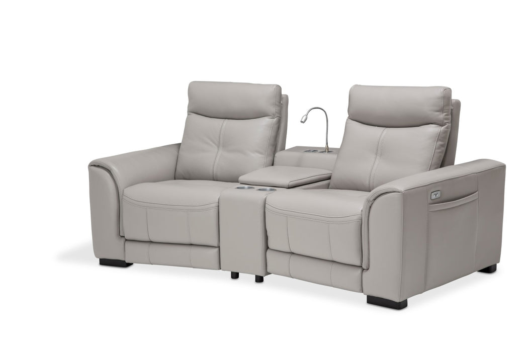 Michael Amini Bentley 3-Piece Sectional with Storage Console - Light Grey