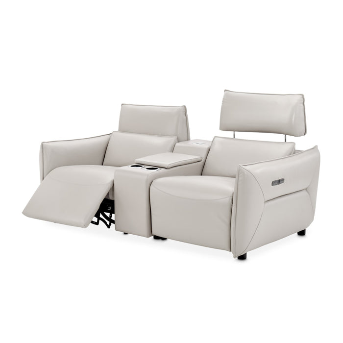 Michael Amini Verona 3-Piece Sectional with Storage Console - Light Gray