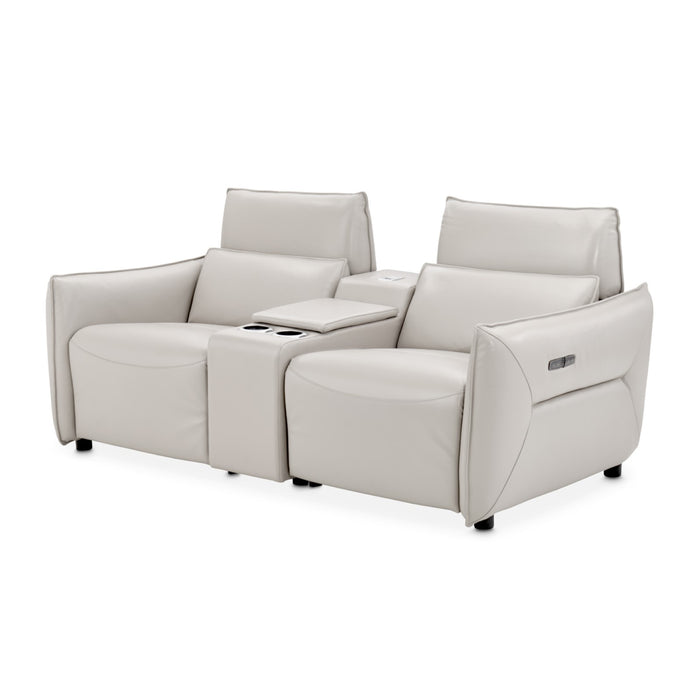 Michael Amini Verona 3-Piece Sectional with Storage Console - Light Gray