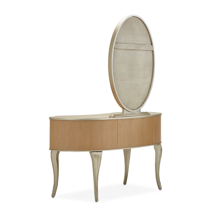 Michael Amini Villa Cherie Vanity with Mirror - Caramel