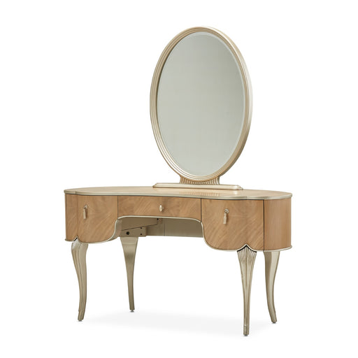 Michael Amini Villa Cherie Vanity with Mirror - Caramel