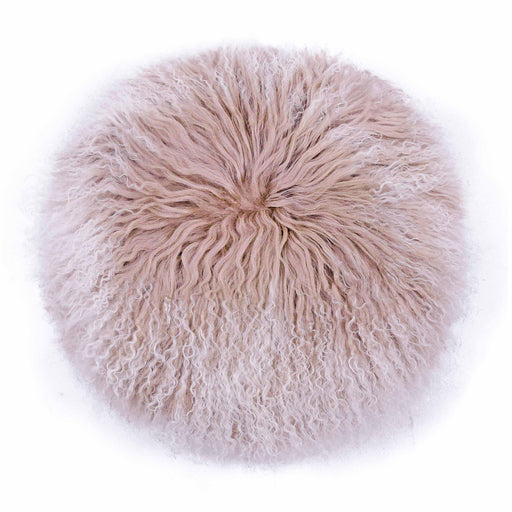 TOV Furniture Ruby 16 Inch Genuine Tibetan Lamb Fur Round Pillow