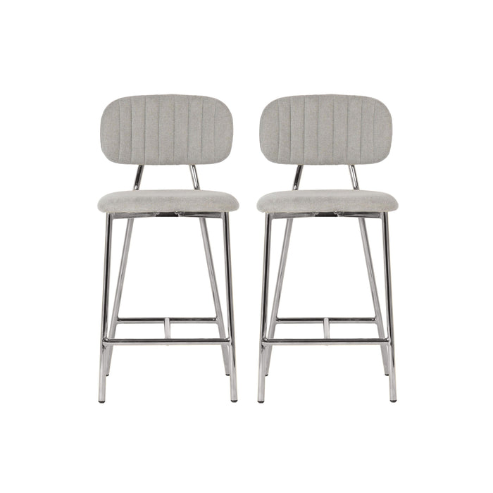 TOV Furniture Ariana Grey Counter Stool - Silver Legs Set of 2