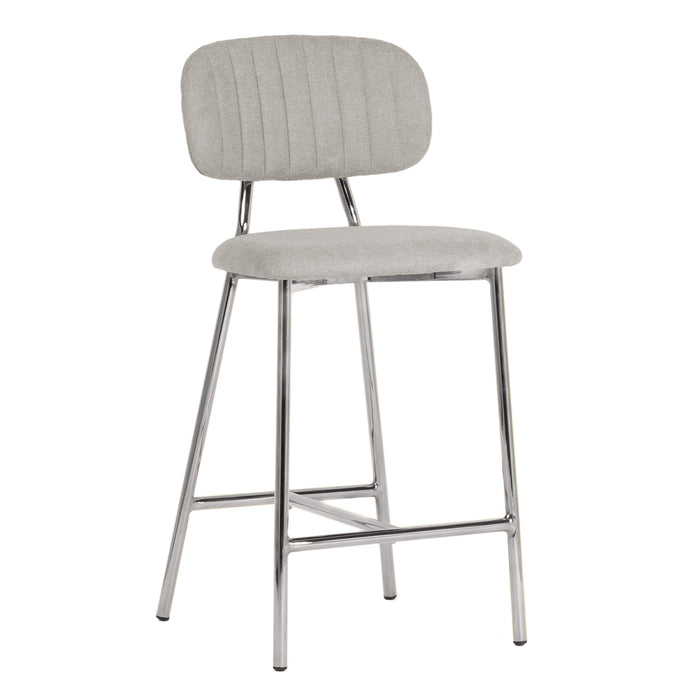 TOV Furniture Ariana Grey Counter Stool - Silver Legs Set of 2