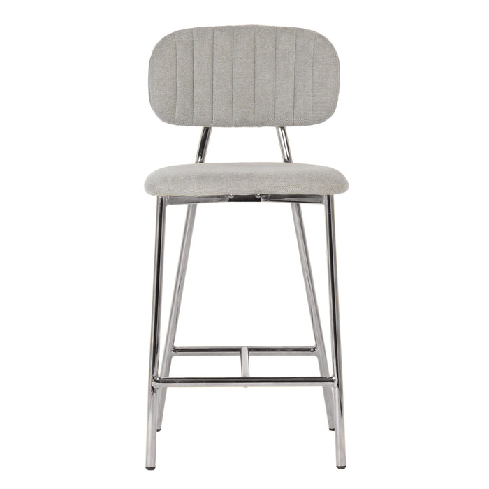 TOV Furniture Ariana Grey Counter Stool - Silver Legs Set of 2