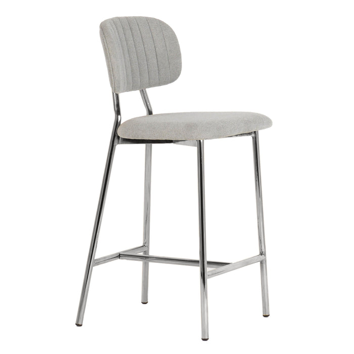 TOV Furniture Ariana Grey Counter Stool - Silver Legs Set of 2