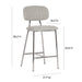 TOV Furniture Ariana Grey Counter Stool - Silver Legs Set of 2