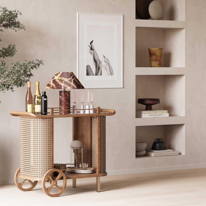 TOV Furniture Yuma Natural Rattan Bar Cart