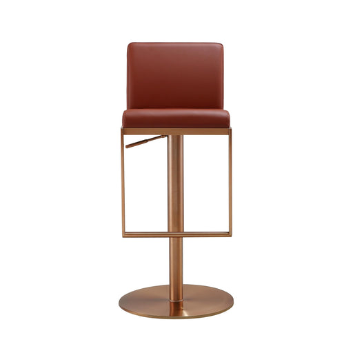 TOV Furniture Sentinel Saddle Brown and Rose Gold Adjustable Stool