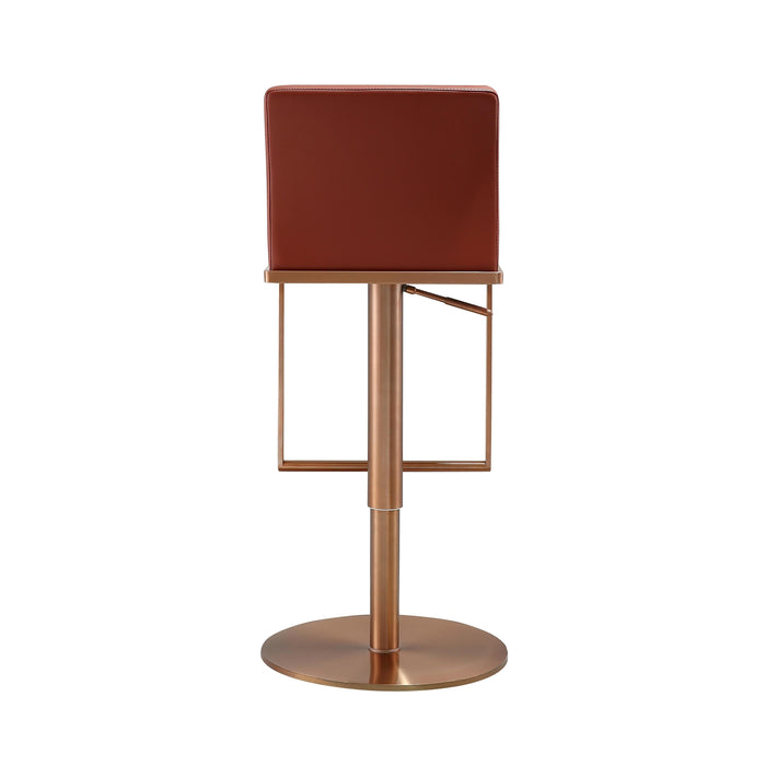 TOV Furniture Sentinel Saddle Brown and Rose Gold Adjustable Stool